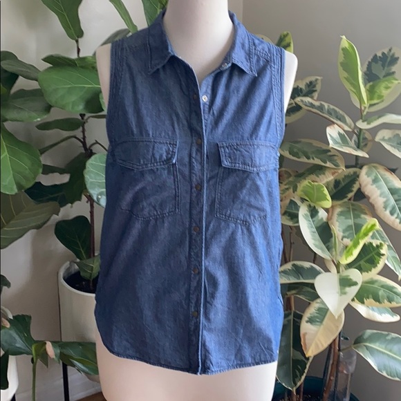 ALC Sleeveless Chambray Button Up - Picture 1 of 12